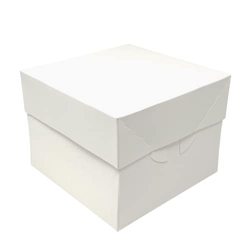 Decoracion Dulce - Pack de 10 Caja Blanca para Transportar Tartas con Tapas (20.3 X 20.3 X 15.2 Cm.)
