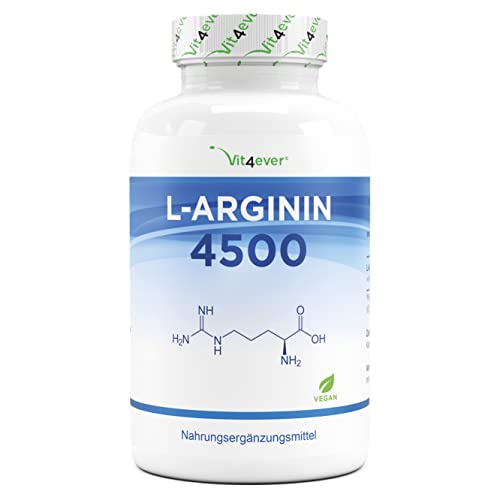L-Arginina - 365 cápsulas veganas - Premium: 4500 mg de L-Arginina pura por dosis diaria - Elaborada por fermentación vegetal - Altamente dosificada - Vegana