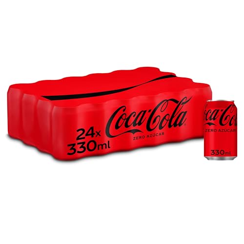 Coca-Cola Zero Azúcar - Refresco de cola sin azúcar, sin calorías - Pack 24 latas 330 ml