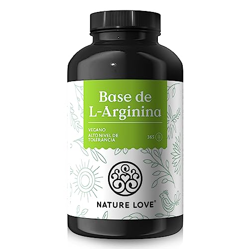 NATURE LOVE L-arginina base con citrulina - 365 cápsulas - Arginina de origen vegetal en forma de BASE con una pureza del 99,7+% - Altamente dosificada, vegana y producida en Alemania