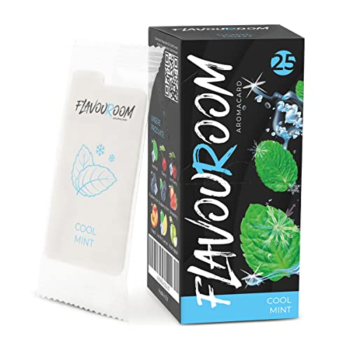 Flavouroom - Kit Premium de 25 tarjetas de menta fresca | Tarjeta de menta para un sabor inolvidable | Incl. caja para guardar la tarjeta aromatizada Mint