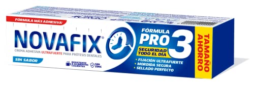 Novafix - Pro3 Sin Sabor - Fijación ultrafuerte - Crema adhesiva dentaduras postizas - 70 g