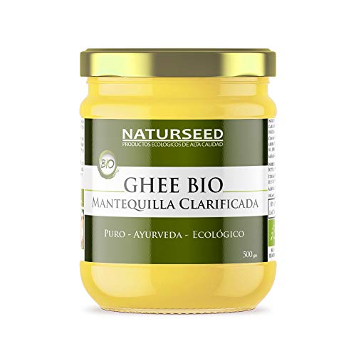 Naturseed Ghee Organico - Mantequilla Clarificada Bio Pura Ayurveda - Organic Butter Grassfed - Sin Lactosa - Vacas alimentadas sólo de pastos ecologicos (500GR VACA)