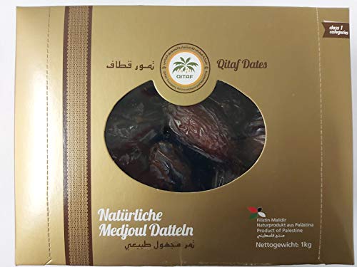 Dátiles Medjool de Palestina | 1 Kg de Dátiles de Origen Natural | Deshidratados | Sin azufre y Sin Azúcar | Frutos Secos Crudos | Veganos y Vegetarianos | Dorimed