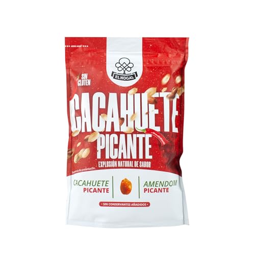 EL NOGAL Frutos Secos Cacahuete Repelado Picante (Con Pimenton y Cayena) Doypack, 125 g (Paquete de 1)