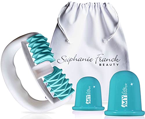 Stephanie Franck Beauty Set Anti Celulitico1 – Masajeador, Ventosas S + L y funda de algodón (turquesa)
