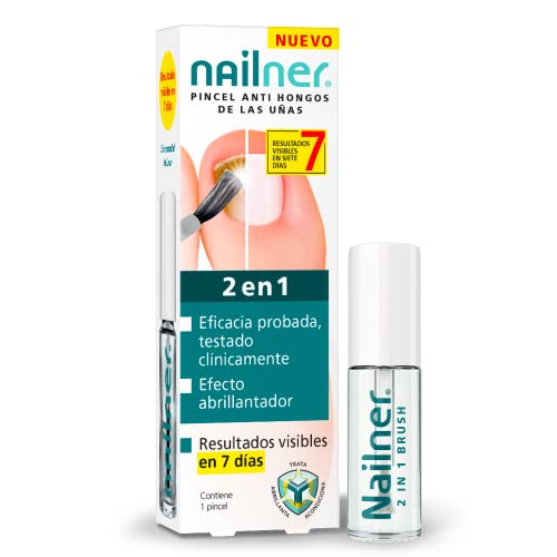 Nailner Pincel 2 en 1 Antihongos de uñas 5 ml - Pincel Tratamiento contra los Hongos en las Uñas de Manos y Pies - Resultados Visibiles en 7 Días - Trata y Previene los Hongos de las Uñas Sin Limar