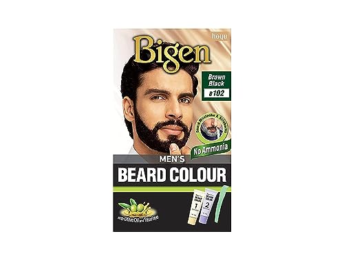 Bigen Beard Colour for Men | Sin Manchas | Cubre la barba gris en 10 minutos | Con aceite de oliva - 102 Marrón Negro