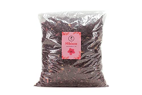 Flor de Jamaica, 1 kg Hibisco Premium calidad extra en estado natural para infusion fria de té detox, Hibiscus que ayuda a la dieta de manera segura, eficaz y natural (1000g)