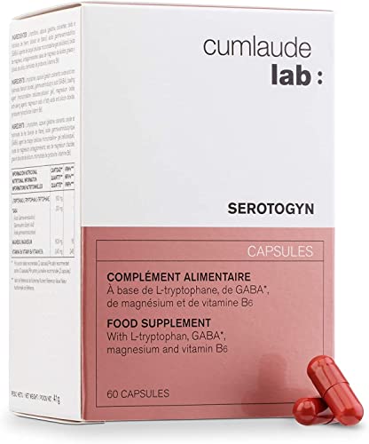 Cumlaude Lab Serotogyn - Complemento Alimenticio para Disminuir los Sofocos y Mejorar el Estado de Ánimo durante la Menopausia, con Triptófano, GABA, Magnesio y Vitamina B6 - 60 Cápsulas