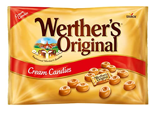 Werther's Original Cream Candies (1 kg), caramelos duros clásicos de mantequilla y nata fresca, toffees dulces y cremosos, caramelo sin gluten con sabor a crema