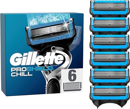 Gillette ProShield Chill - Cuchillas de afeitar (6 cuchillas de repuesto para afeitadora húmeda para hombre con 5 hojas)