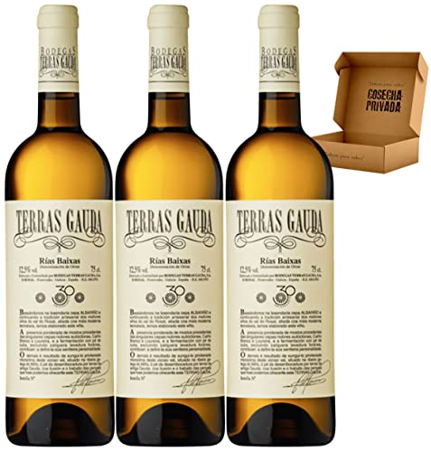 Terras Gauda Albariño - Envío 24 H - Rías Baixas - Vino Blanco - Seleccionado Cosecha Privada (3 x Botella 75 cl, Terras Gauda)