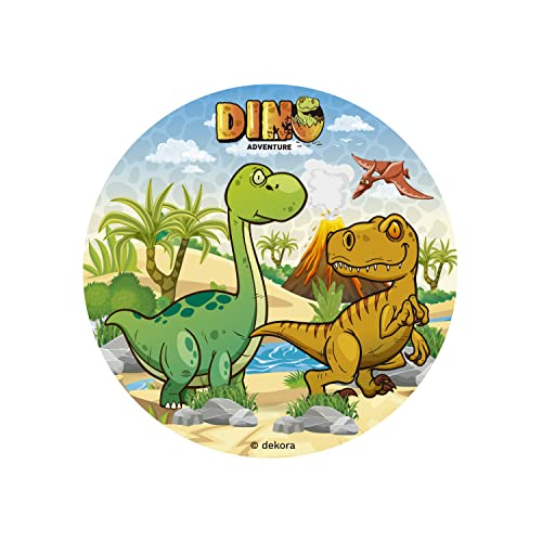 Dekora - Disco Decoración de Tartas de Cumpleaños Infantiles Dinosaurios - 15,5 cm
