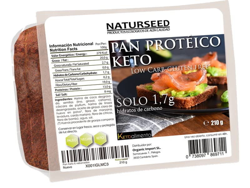 NATURSEED - Keto Pan - Bajo en Hidratos - Solo 1,7gr hidratos ,6 REBANADAS